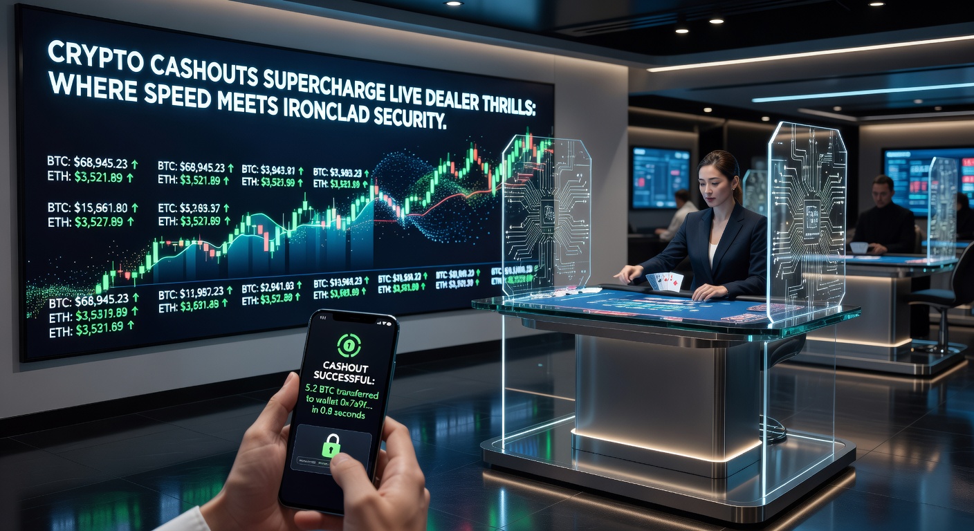Close-up of a secure crypto wallet interface connected to a live dealer game screen, highlighting transaction speed and encryption layers