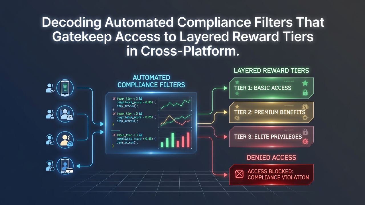 Cross-platform reward tier progression gated by compliance protocols