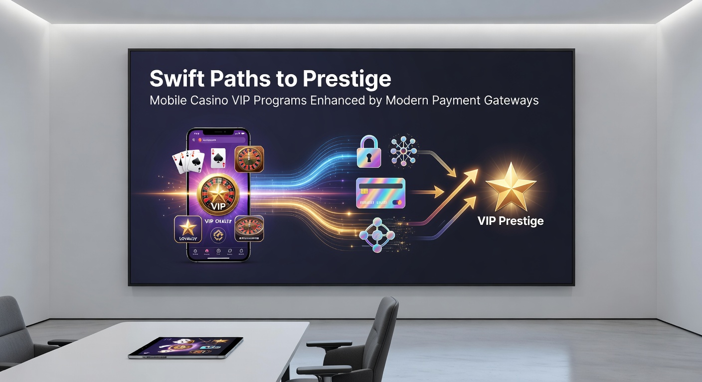Screenshot of a mobile casino app interface featuring VIP tier progression bar alongside quick-pay buttons for e-wallets and crypto, illustrating instant prestige unlocks
